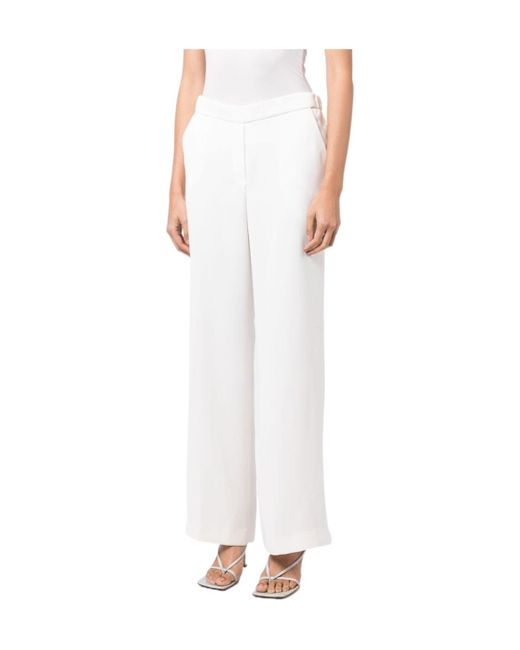 P.A.R.O.S.H. White Mid-Rise Straight-Leg Trousers