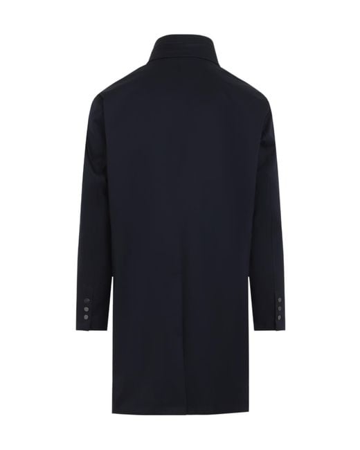 Kiton Blue Stand-Collar Button-Up Coat for men