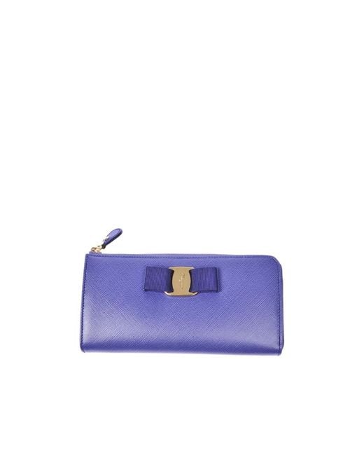 Ferragamo Purple Bow Details Logo Wallet