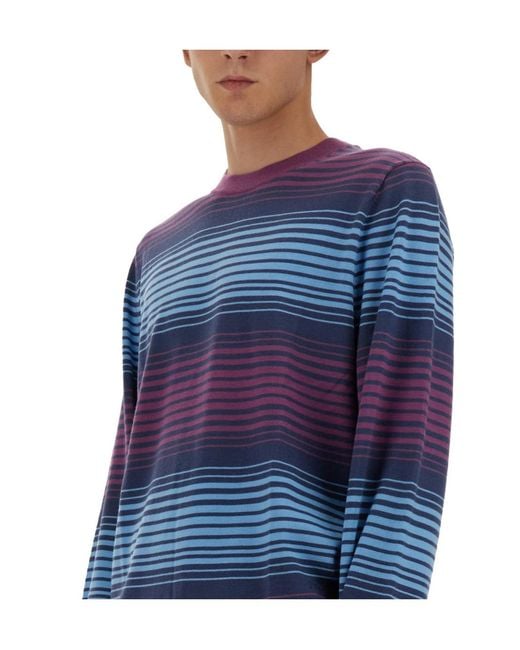 Paul Smith Blue Ps Paul Smith Striped Crewneck Jumper for men