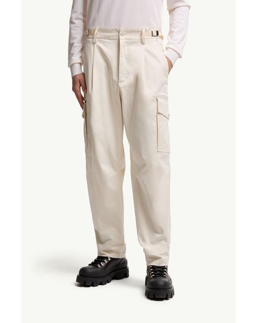 Moncler Natural Gabardine Cargo Trousers for men