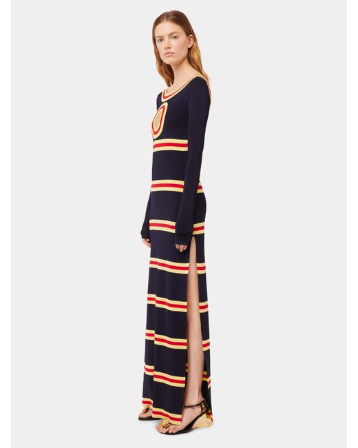 Rabanne Blue Logo Long-Sleeved Dress