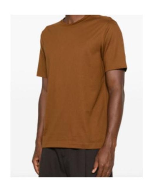 Zegna Brown Crew-Neck T-Shirt for men