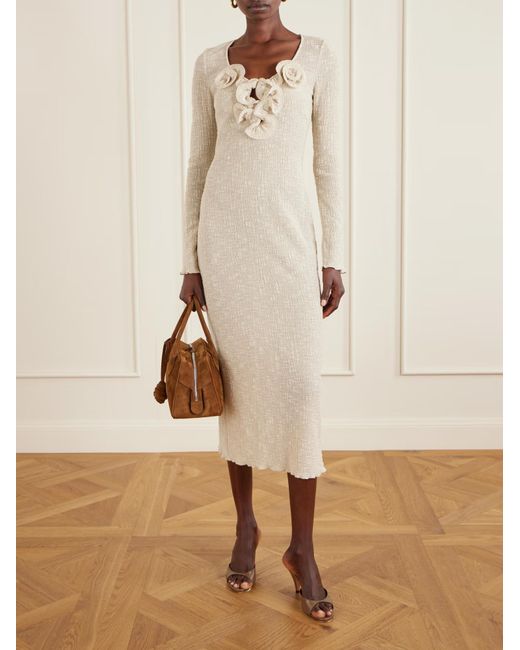 Magda Butrym Natural Floral Appliqué Dress