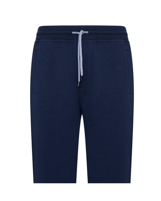 Brunello Cucinelli Blue Drawstring Tapered Leg Pants for men