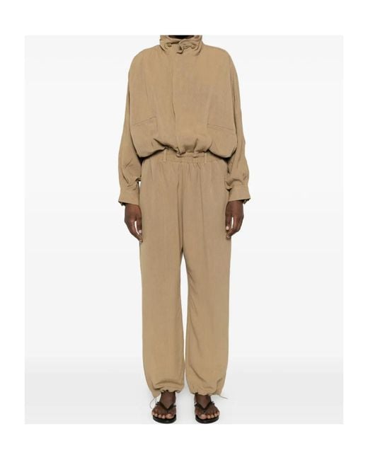Frankie Shop Natural Drawstring Jumpsuit