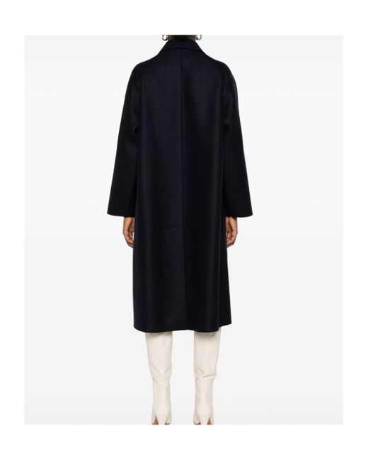 Harris Wharf London Black Button-Front Raglan-Sleeve Coat