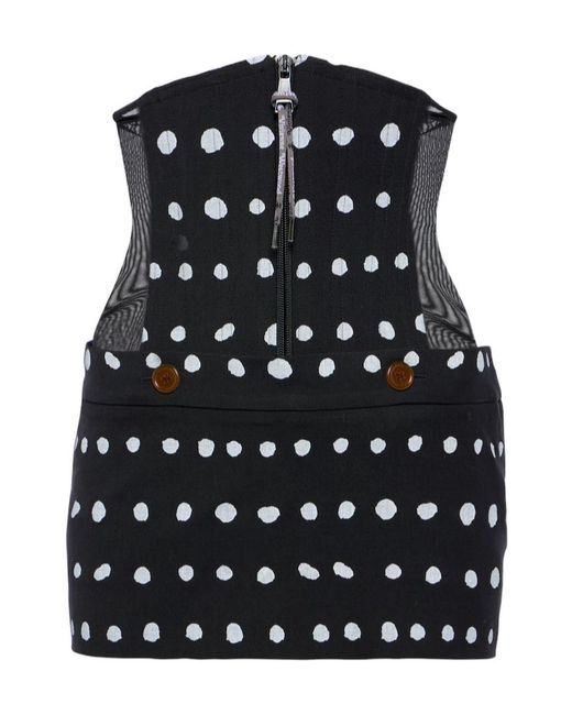 Vivienne Westwood Black Foam Polka-Dot Virgin Wool Miniskirt