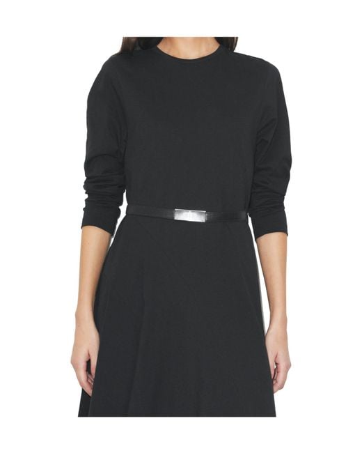 Tory Burch Black Buckle Long-Sleeve Midi Dress