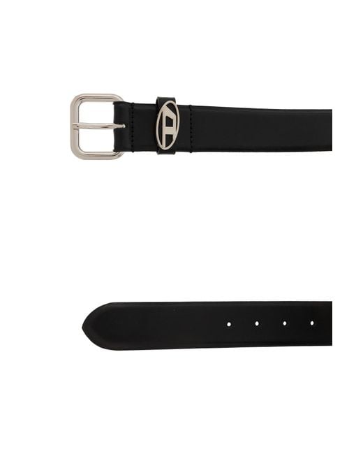 DIESEL White B-1Dr Logo-Plaque Belt for men