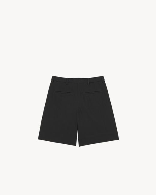 Saint Laurent Men's Black Cotton Pleated Shorts