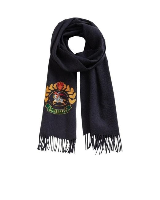 Burberry Black Logo Embroidered Scarf for men