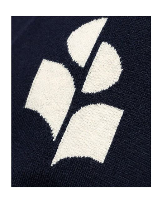 Isabel Marant Gray Elvin Logo Intarsia-Knit V-Neck Cardigan for men