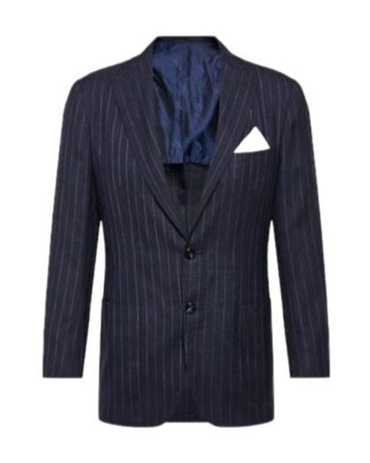 Kiton Blue Cashmere, Silk, And Linen Tuxedo Jacket for men