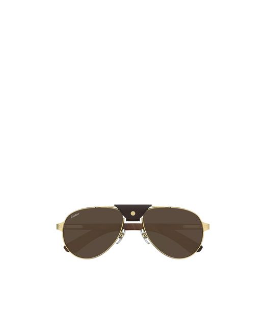 Cartier Brown Pilot Frame Sunglasses for men