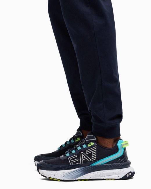 EA7 Blue Long-Sleeved Hooded Sports Suit for men