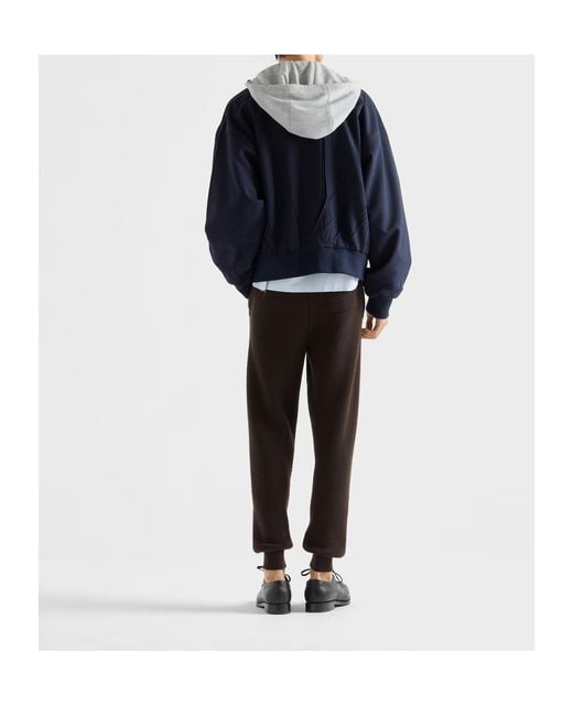 Prada Blue Hooded Wool Jacket for men