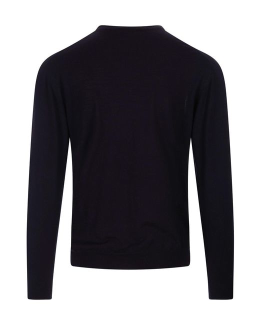 Fedeli Blue Long-Sleeved V-Neck Jumper for men