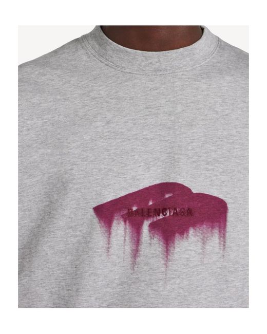Balenciaga Gray Wet Brush Medium Fit T-Shirt for men
