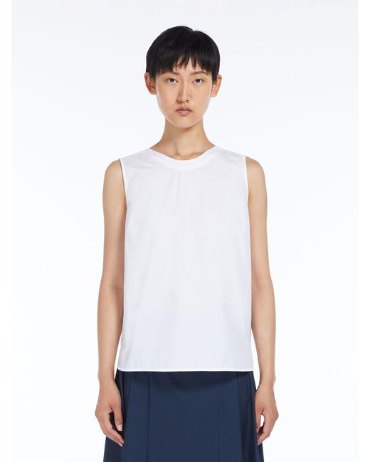 Max Mara White 'S Sleeveless Poplin Top