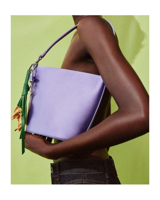 Self-Portrait Purple Lilac Satin Bucket Bag