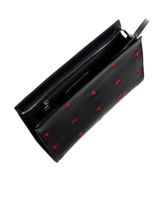 DSquared² Black Maple Leaf Leather Pouch for men