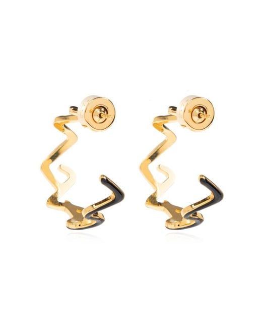 Marni White Zig-Zag Hoop Earrings
