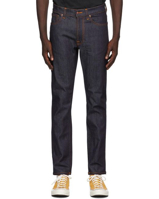 Nudie Jeans Blue Lean Dean Low-Rise Slim Jeans for men