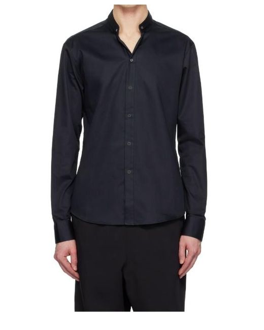 Wooyoungmi Blue Stand Collar Long Sleeve Shirt for men