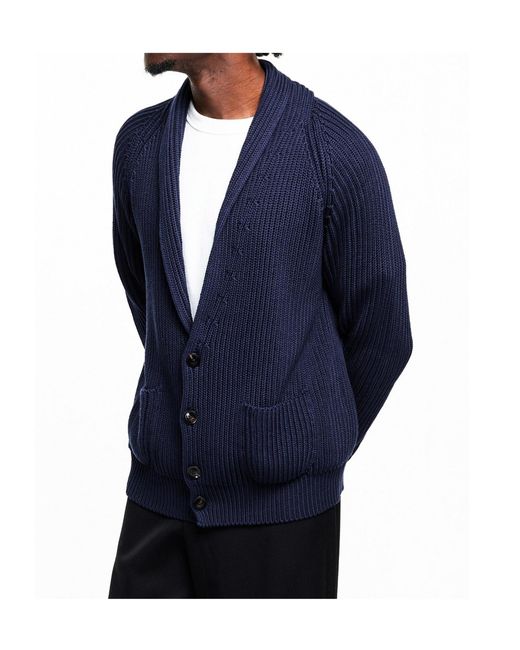 Tom Ford Blue Ribbed Knit Cardigan for men