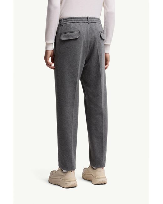 Moncler Gray Cotton Blend Tailored Pants for men
