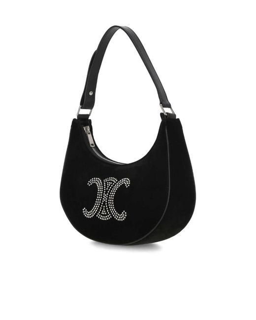 Céline Black Logo Zipper Shoulder Bag