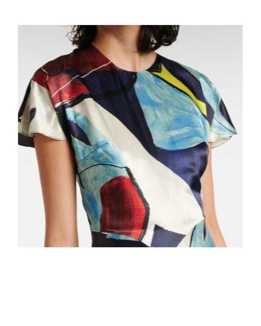 Roksanda White Adriana Printed Satin Midi Dress