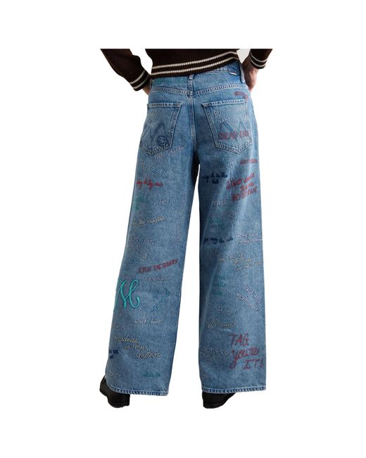 Mother Blue Wide-Leg Jeans