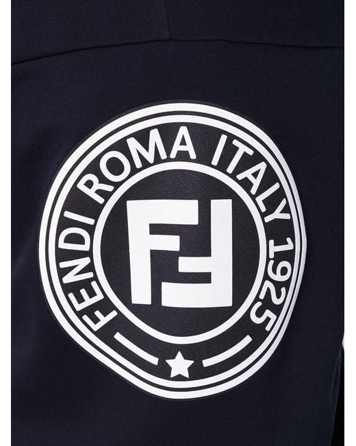 Fendi Blue Ff Printed Hoodie for men