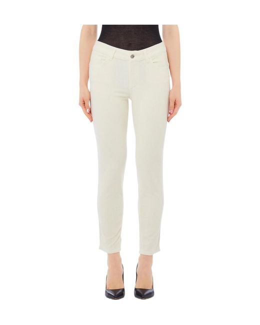 Liu Jo Natural Logo Patch High-Waisted Corduroy Pants