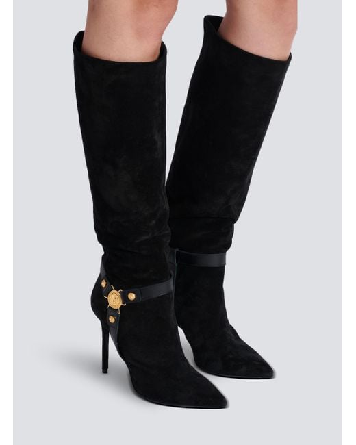 Balmain Black Eva Knee-High Heeled Boots