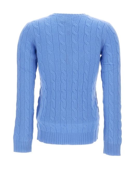 Ralph Lauren Blue Polo Cable Knitted Jumper