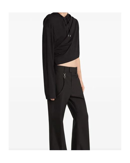 Courreges Black Courrèges Logo Embroidered Drawstring Hoodie