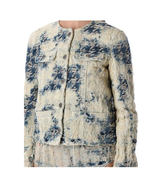 DIESEL Blue De-Grafy-Fsh Distressed Jacket