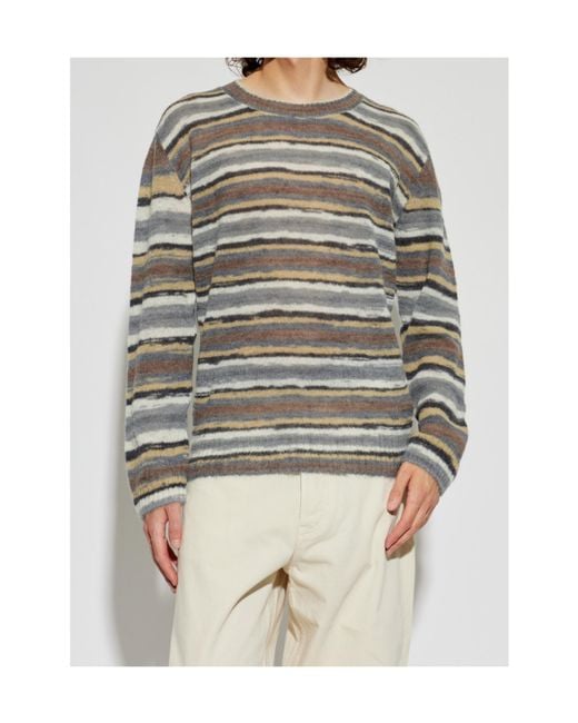 A.P.C. Gray Brushed Striped Knitted Sweater for men