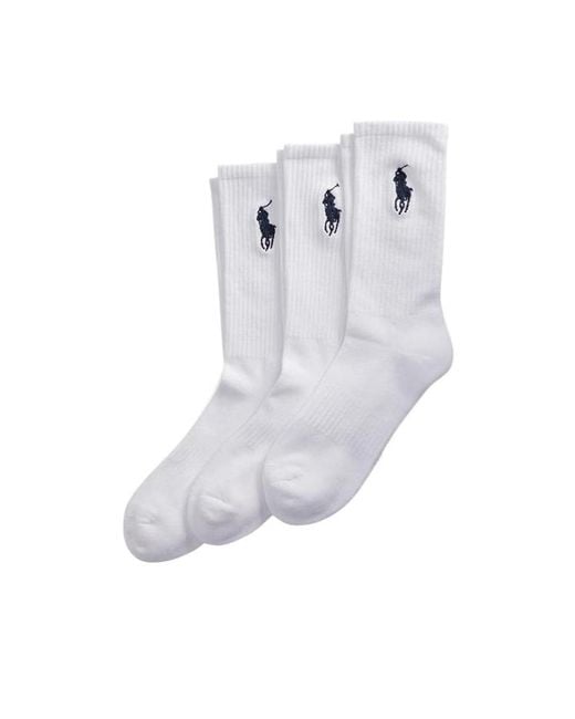 Polo Ralph Lauren White Three-Pack Of Mid-Calf Socks for men