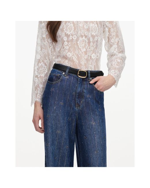 Self-Portrait Blue Embellished Stripe Denim Jeans