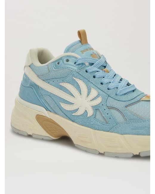 Palm Angels Blue The Palm Runner Leather Sneakers for men