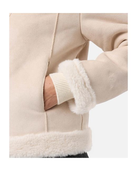 Mc2 Saint Barth Natural Lorayne Faux-Shearling-Collar Jacket