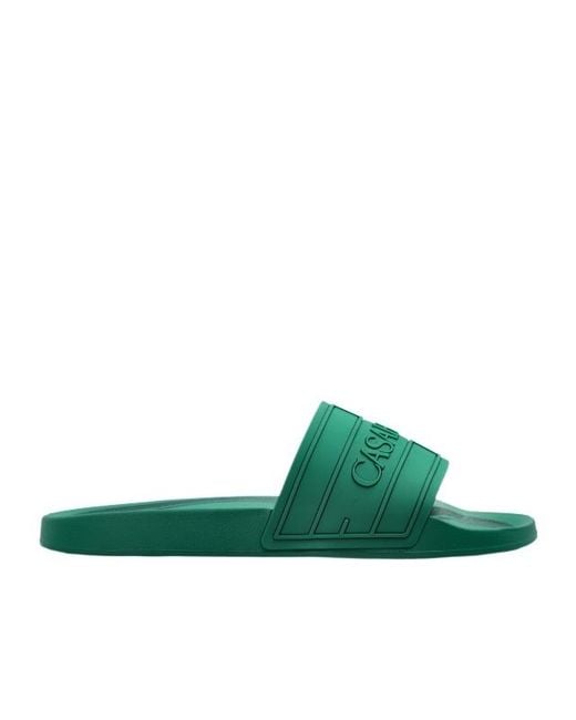 Casablanca Green Logo-Embossed Slides for men