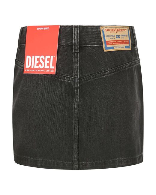 DIESEL Black De-Ron Logo Patch Denim Mini Skirt