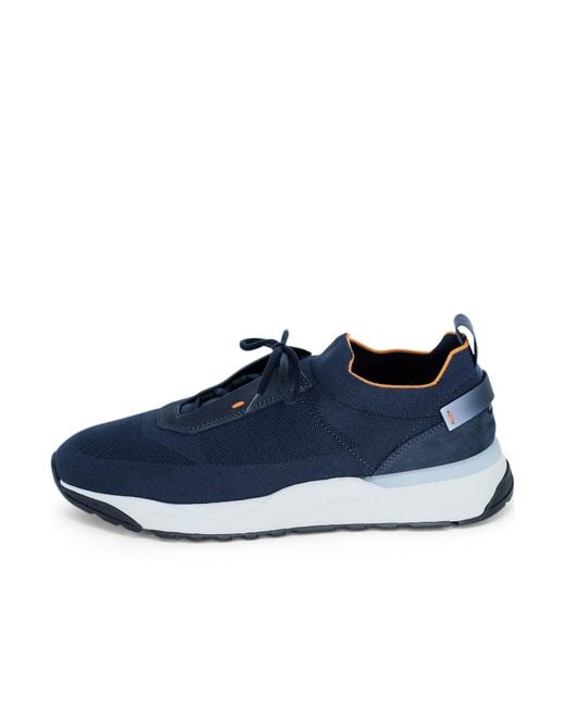 Santoni Blue Flin Slip-On Sneakers for men