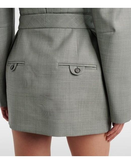 Magda Butrym Gray Pleated Wool-Blend Miniskirt