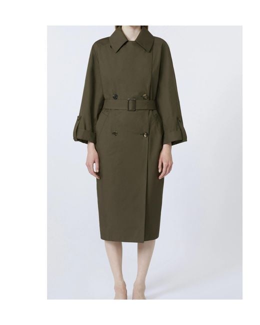 Max Mara Green Water-Repellent Gabardine Trench Coat